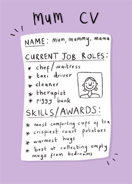 It may be Mother's Day, but you know who you want making the Sunday roast! Thank your mum for everything she does with this funny Scribbler card.