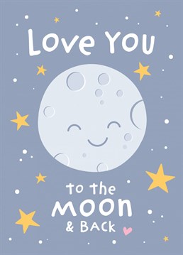 A super cute card with the popular quote 'love you to the moon and back'. Perfect to send to a special child or loved one on Valentine's day, or even 'just because'! Designed by Macie Dot Doodles.