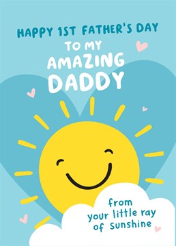 A bright and happy card, perfect to gift to an amazing Daddy on his 1st Father's Day, from his little ray of sunshine. Designed by Macie Dot Doodles.