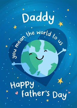 Tell a special Daddy he means the world on Father's Day with this super cute card from the kids. Designed by Macie Dot Doodles.