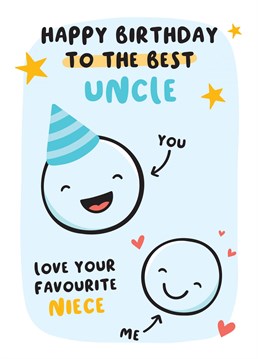 Wish the BEST Uncle a very happy birthday from his favourite Niece. A cute and heartfelt card sure to raise a smile! Designed by Macie Dot Doodles.