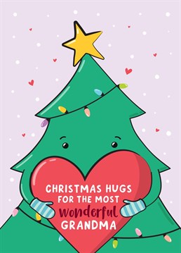 Send the most wonderful Grandma Christmas hugs with this super cute Christmas tree card. Designed by Macie Dot Doodles.