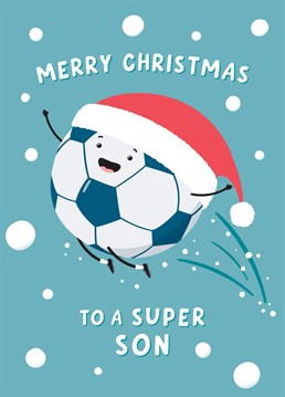 Wish a super Son a very Merry Christmas with this fun and cute football themed Christmas card. Designed by Macie Dot Doodles.