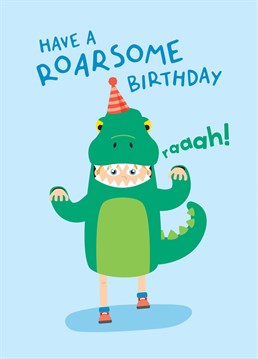 A roarsome kids birthday card for all dinosaur fans! Designed by Macie Dot Doodles.