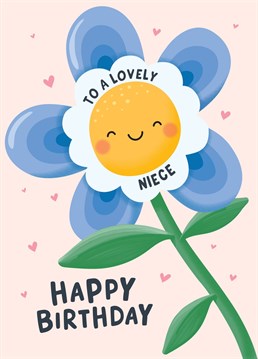 Send a lovely Niece Happy Birthday wishes, with this cute and colourful card of a happy flower illustration. Designed by Macie Dot Doodles.