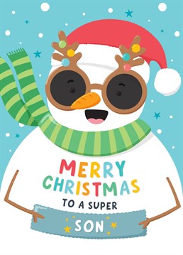 Send a super Son Happy Christmas wishes, with this fun and festive card, designed by Macie Dot Doodles.
