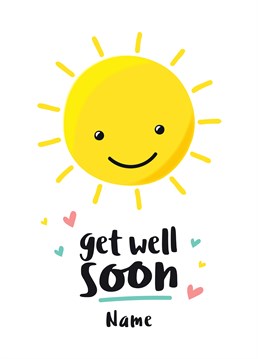 Send a little sunshine and some get well wishes to a friend or special someone who is feeling under the weather. A bright and happy personalised card, designed by Macie Dot Doodles.