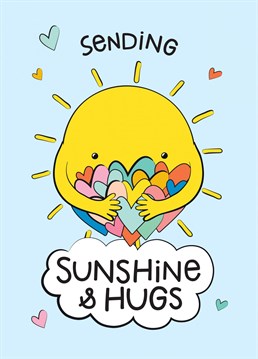 A bright and happy Bon Voyage card perfect for sending a little sunshine and loadsa hugs to someone who might need it, or even just to say you are missing them! A happy illustration created by Macie Dot Doodles.