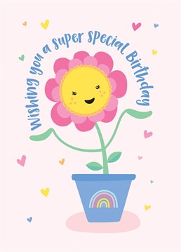 Wish a little someone a super special birthday with this cute and colourful happy flower card. Designed by Macie Dot Doodles.