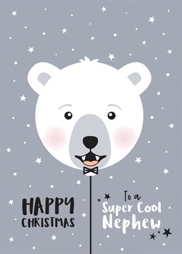 Wish a super cool Nephew a very happy Christmas, with this cute polar bear balloon Christmas card. Designed by Macie Dot Doodles.