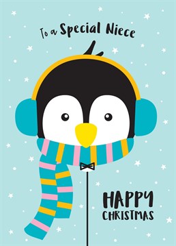 Wish a special Niece a very happy Christmas with this super cute penguin balloon Christmas card. Designed by Macie Dot Doodles.