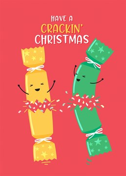 A punny Christmas card for a Crackin' Christmas! Designed by Macie Dot Doodles.