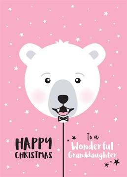 Wish a wonderful Granddaughter a very happy Christmas, with this cute polar bear balloon Christmas card. Designed by Macie Dot Doodles.