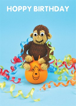 Great birthday card for any cheeky monkey who's sure to be bouncing off the walls, with or without a space hopper! Designed by Mint.