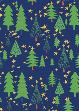 Christmas tree card with all different shapes and sizes of Christmas trees to celebrate Christmas