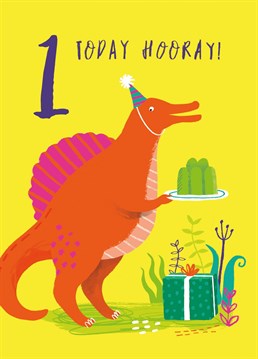 Give them a ROARsome first birthday with this cute dino card by Middle Mouse.