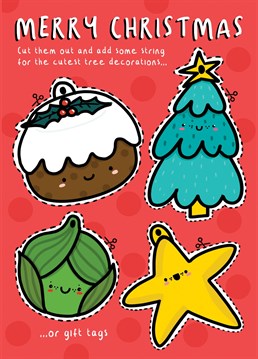 Cut these cuties out for the cutest tree decorations or gift tags.   Perfect for kids and your craft loving friends.