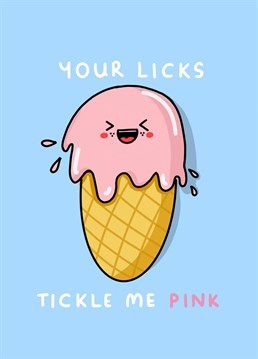 Tickle Me Pink Valentine Card. Send your friend this Funny Anniversary card by Nichola Cowdery