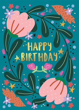 Say Happy Birthday with this beautiful floral design. Sure to make someone smile.