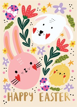 Easter is not just about Chocolate. Its about cute bunnies, cute chicks, and cute lambs too! Send this card as a Happy Easter reminder.