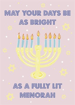 Send your loved one Hanukkah wishes with this pretty menorah candle Christmas card designed by Nicola Jo Studio.