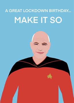 The perfect lockdown birthday card for the ultimate Star Trek Next Generation fan. Designed by Nicola Jo for Scribbler.