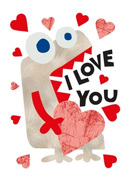 Love You Monster card by Belinda Reynell Designs. The love monster is here and he's come to say I love you. Sweet Valentine's day card for you and your love!