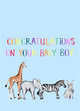 Congratulations on your baby boy. The perfect illustrative card to send to congratulate the new parents
