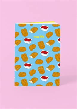 We didn't choose the nug life, it chose us, ok?! Celebrate your undying love for nuggets and let them motivate you through work with this mouth-watering design. This A5 softback notebook is perfect bound and contains high quality lined paper. Please note this product is made to order and is non-returnable.
