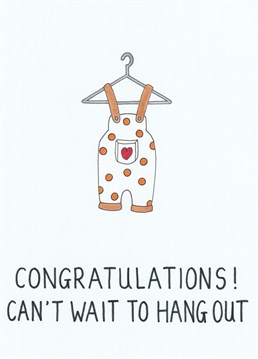 Celebrate and congratulate a pregnancy announcement or newborn news with this cute baby clothing inspired card.