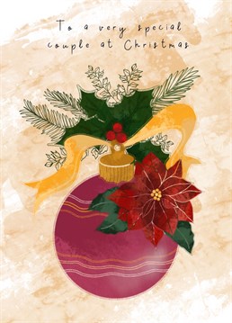 Send a special couple a festive greeting with this beautiful traditional style Christmas card.