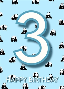 Wish a special child a Happy 3rd Birthday with this super cute panda pattern card. A pop of bright blue makes a lovely, cheerful design.