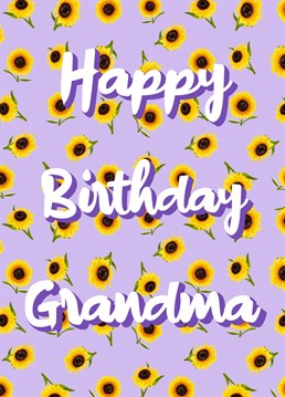 A pretty, floral pattern for Grandma on her birthday. A purple background complements the summer, sunflowers.