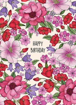 A stunning hand drawn floral printed Birthday card.