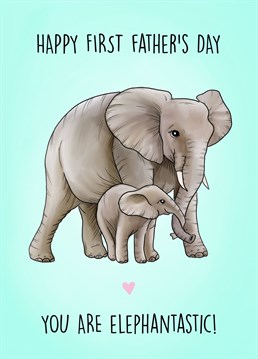 An adorable Father's Day card to gift a first time dad. With a cute elephant baby and daddy drawing, this card is sure to bring a smile to a new dad's face.