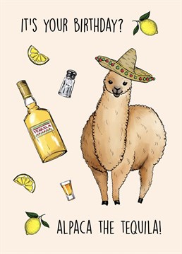 Send this adorable alpaca themed card to a loved on to celebrate their birthday!     If they love alpacas and tequila, this is the perfect card for them!
