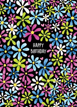 Gift this gorgeous floral printed card to a loved one to celebrate their birthday. This bright, pretty, eye-catching design is sure to bring a smile to a friends face!