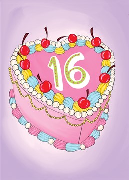 Send this gorgeous birthday cake card to a loved one turning 16!