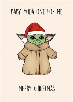 Send this adorable baby Yoda themed card to the ultimate Star Wars fan this Christmas!