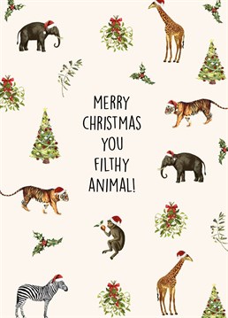 Send this gorgeous illustrated safari animals inspired Christmas card to the ultimate animal lover!