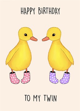 Send this adorable illustrated ducklings card to your twin to celebrate your joint birthday!