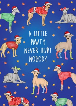 Send this adorable whippet themed card to the ultimate whippet / grey hound lover this Christmas! Who doesn't love dogs dressed in christmas clothes?!