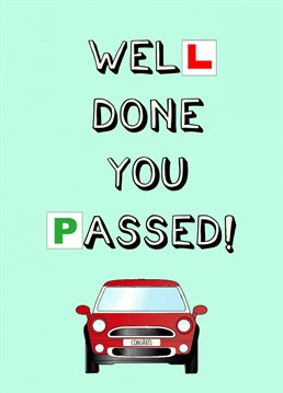 Well Done You Passed!   Cute congratulations card for a new driver!