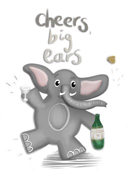 A cute elephant cartoon design. Perfect to send a friend or loved one celebrating a special occasion.