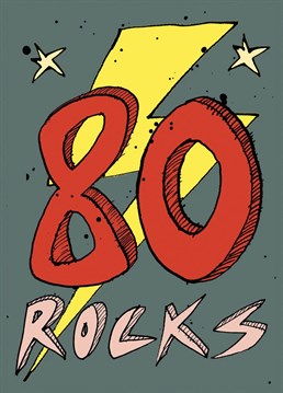 '80 Rocks' 80th Birthday Card by Poet and Painter    Blank Inside     150mm x 150mm