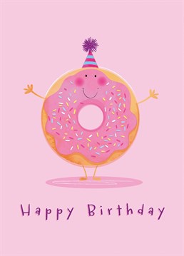 Wish a friend or family member a wholly amazing happy birthday with a happy donut card designed by Paperpitt