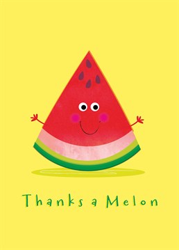 Say big thanks to a some lovely person with this happy melon slice thank you card designed by Paperpitt