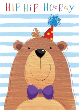 Hip Hip Hooray! Say happy birthday to a special person with a very happy bear card designed by Paperpitt