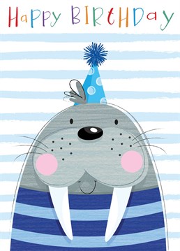 Say Happy Birthday to a special person with a happy walrus card designed by Paperpitt