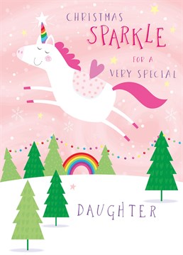 Wish a Merry Christmas to a lovely daughter with this cute unicorn card by Paperpitt